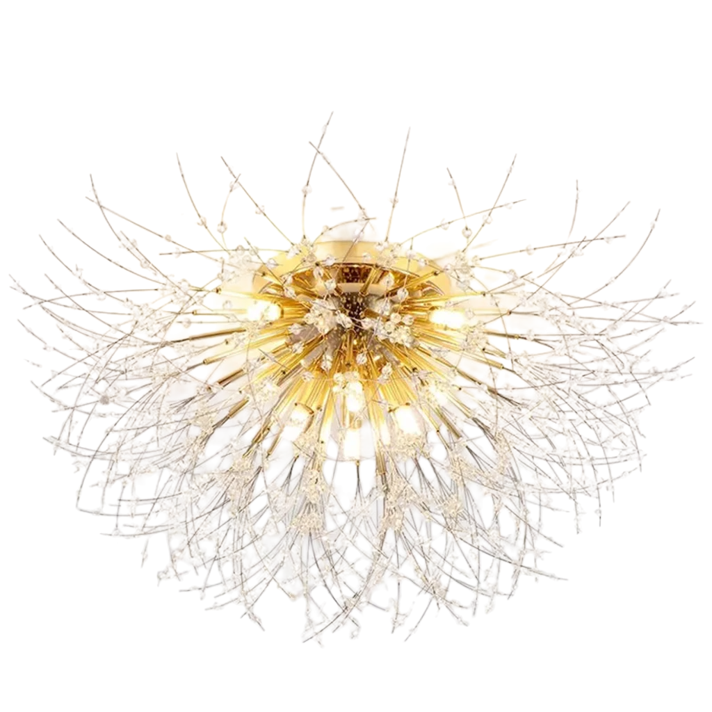 Dandelion Gold - Crystal Ceiling Light Fixture Golden Base 4/5/6 heads