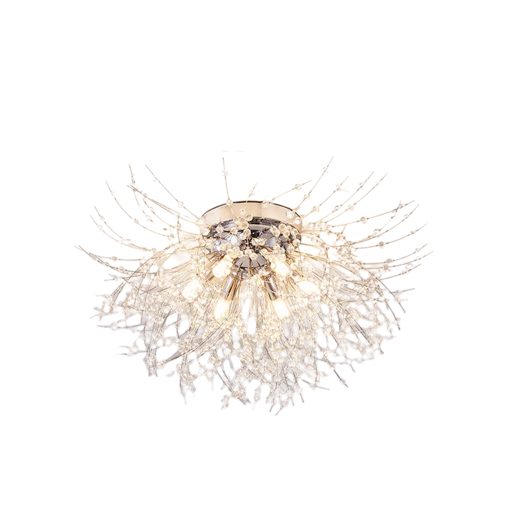 Dandelion Silver - Crystal Ceiling Light Fixture Chrome Base 4/5/6 heads