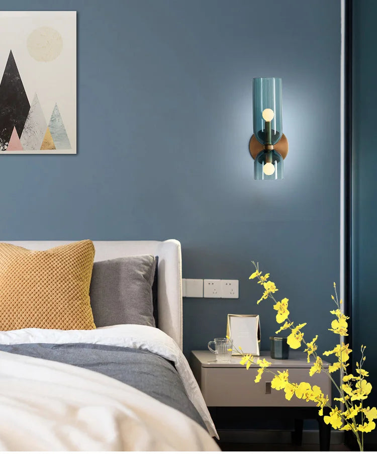 Opaline Hourglass Blue - Up & Down Wall Light