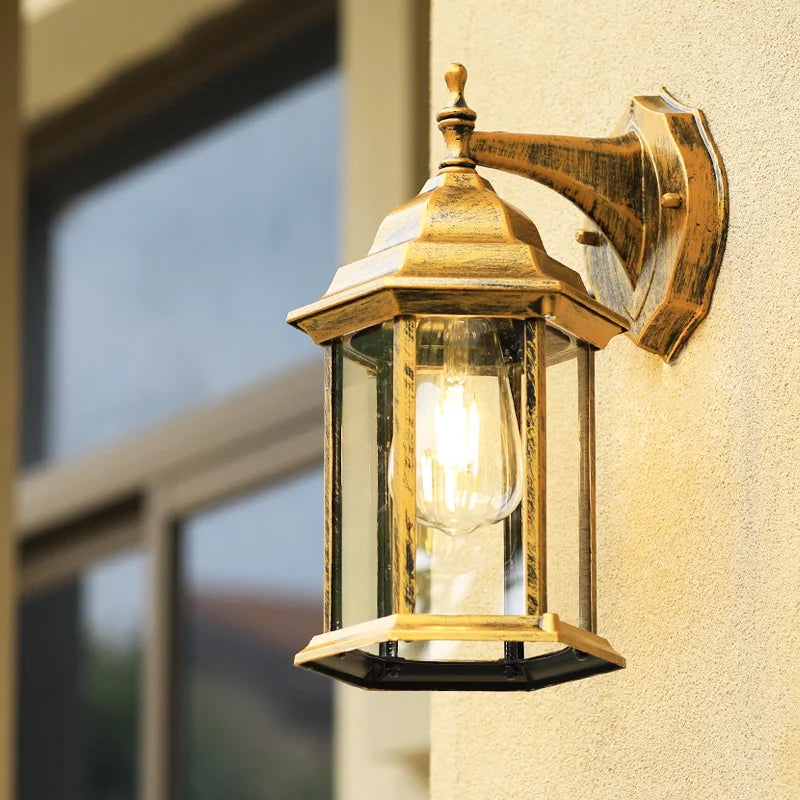 Doorbell - Vintage Outdoor Light Waterproof IP65 Brushed Bronze E27 Wall Light