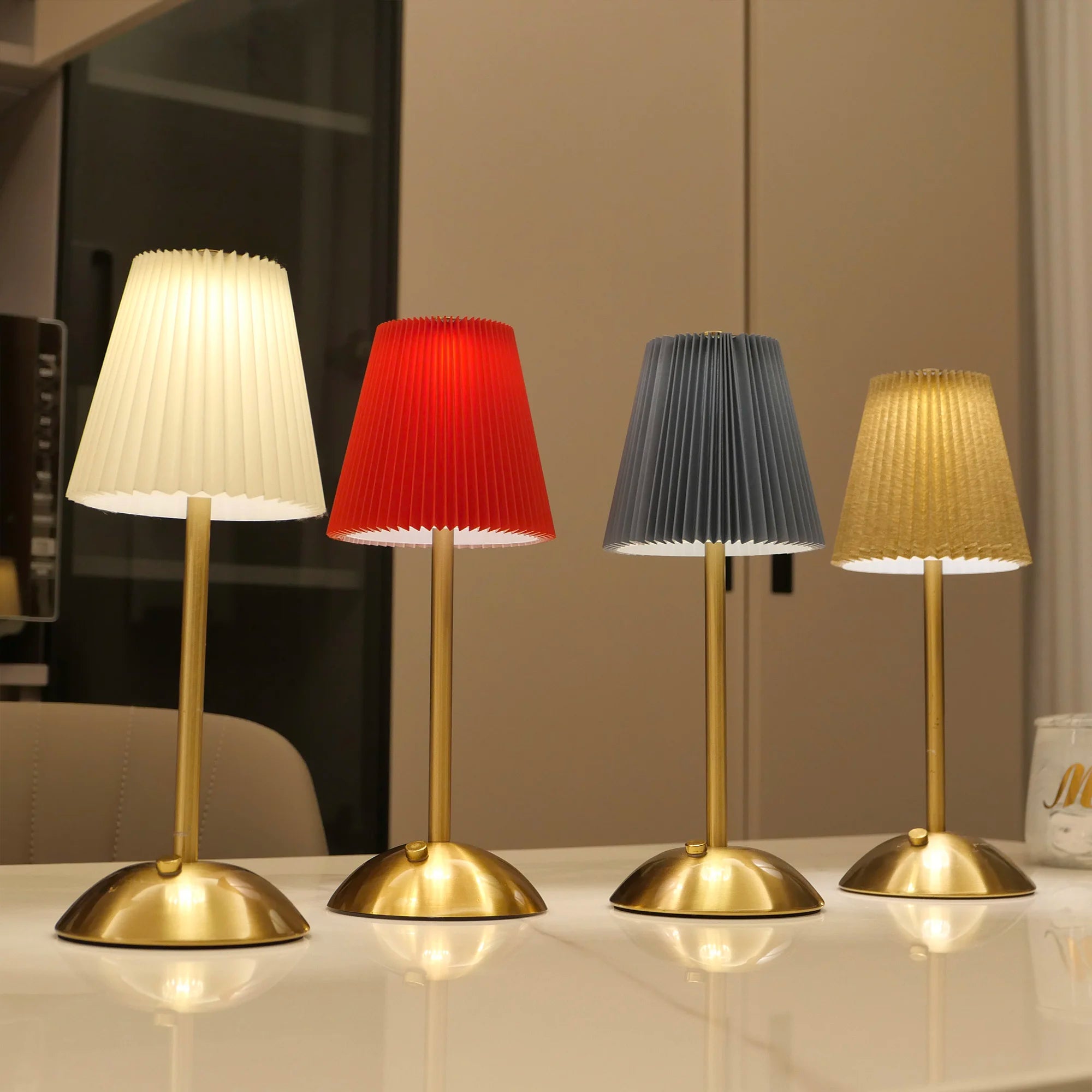 Umbrella Gold - Multicolour Lampshade USB Rechargeable Lamp Dimmable
