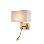 Wall & Spot Copper - Modern Wall Sconce with Spot Light Fabric Lampshade E27 Wall Light