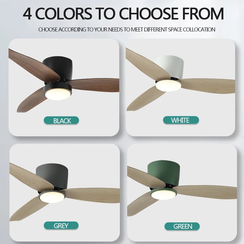Wood & Fan White - Minimalist Ceiling Fan Light 42in Wooden Blades with Remote Control