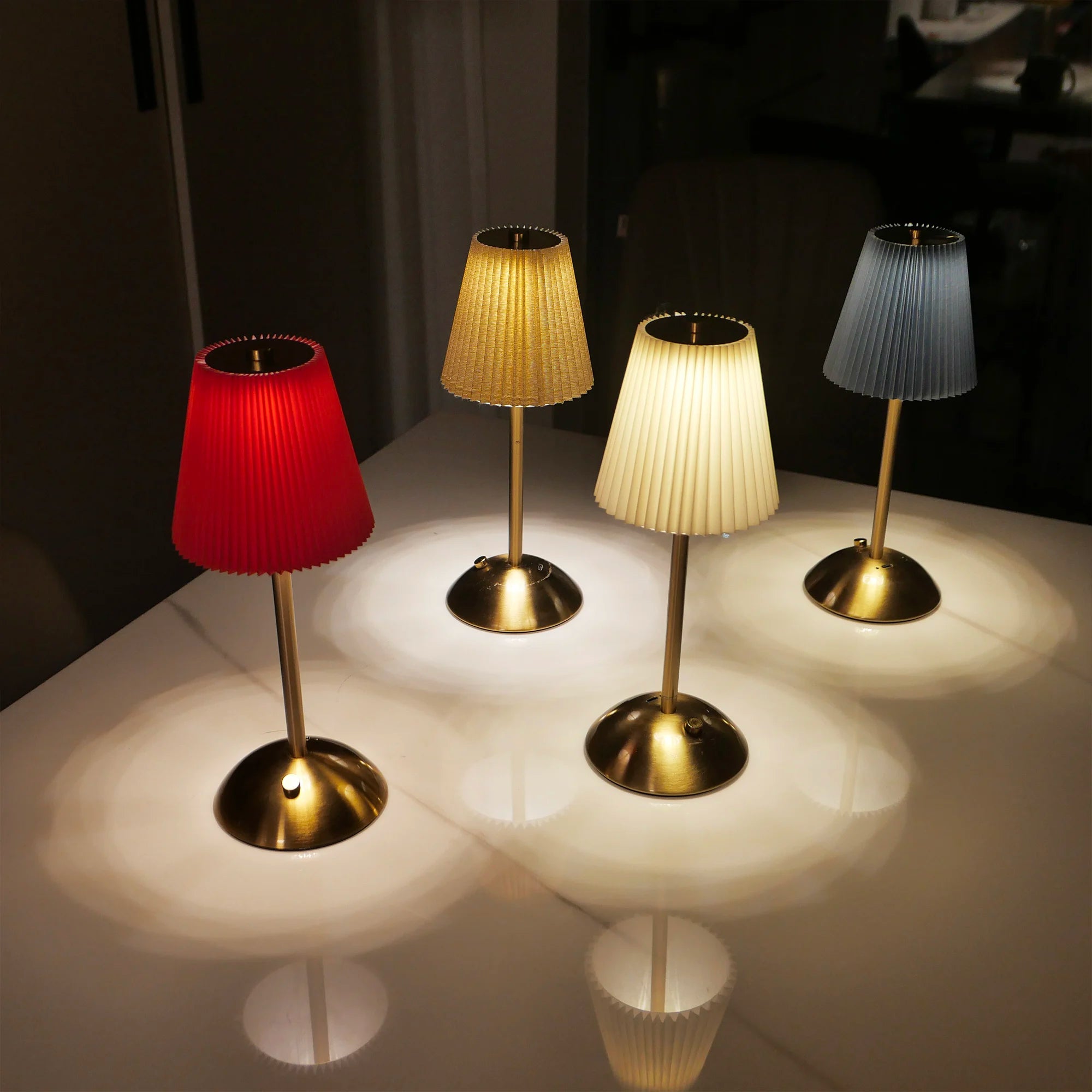 Umbrella Gold - Multicolour Lampshade USB Rechargeable Lamp Dimmable