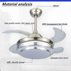 Silver Saucer - Modern Ceiling Fan Light Brushed Nickel Retractable Blades