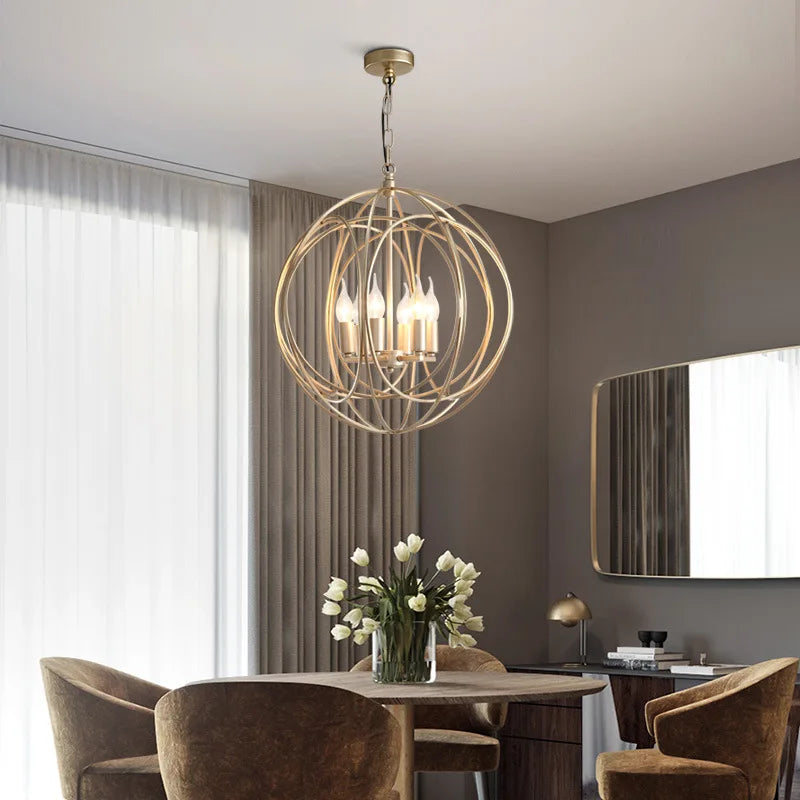 Golden Globe - Brass Finish Ceiling Light Pendant E14 3/5/6 heads