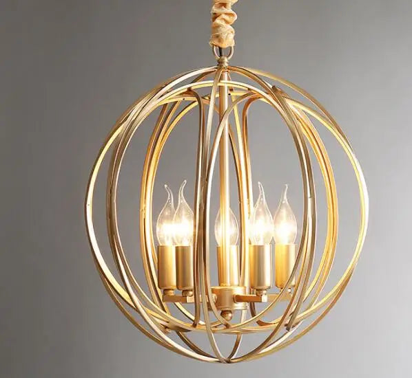 Golden Globe - Brass Finish Ceiling Light Pendant E14 3/5/6 heads