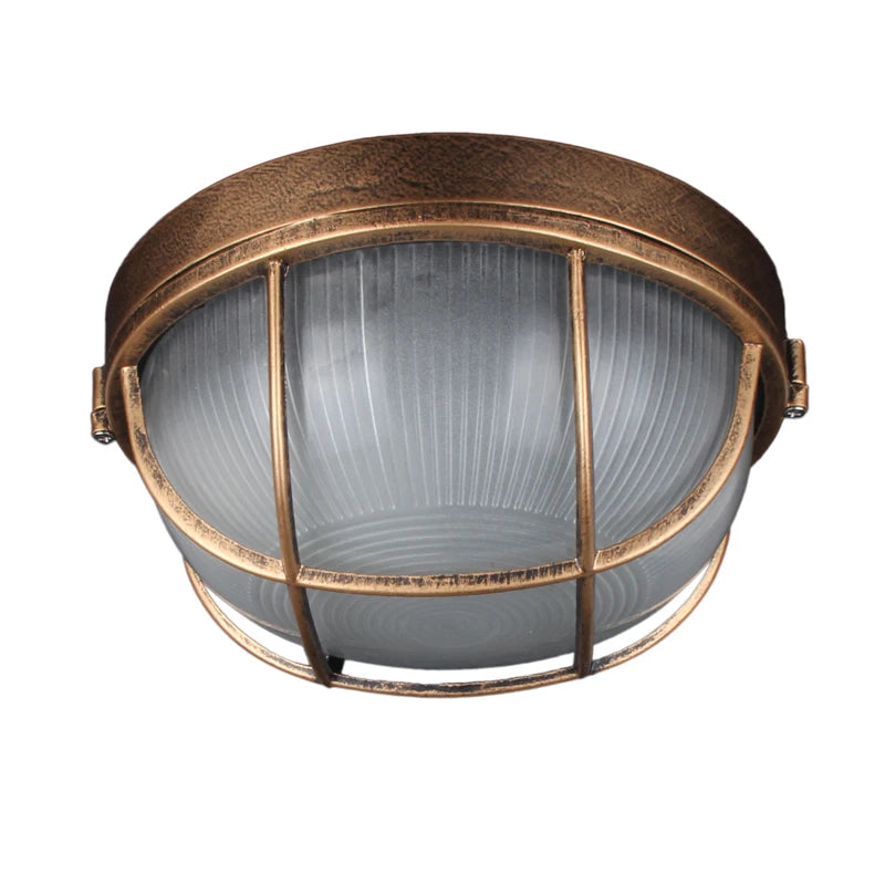 Round Bulkhead Bronze - Classic Waterproof Outdoor Lighting IP65 E27 Ceiling Light Wall Lamp