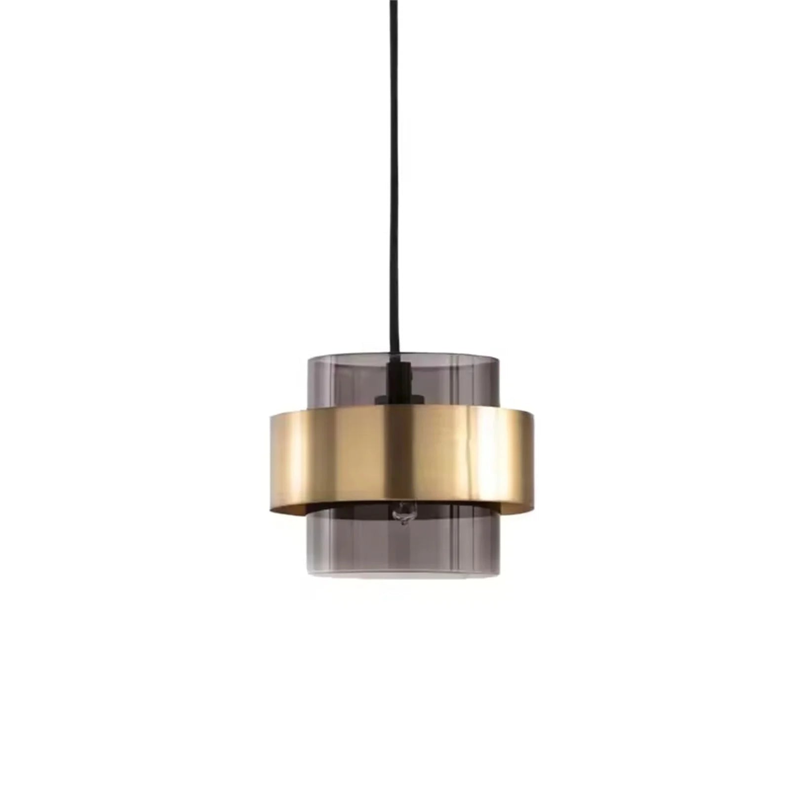 Smoky Gold - Modern Ceiling Pendant Light Glass Lampshade Brass Finish E27