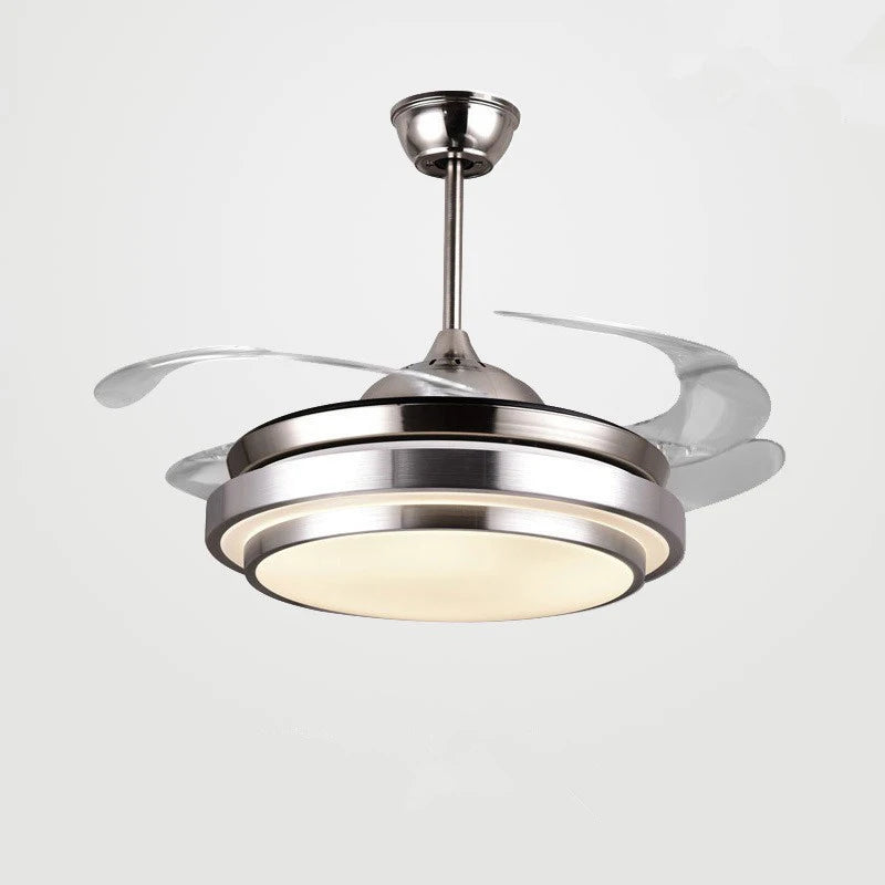 Silver Saucer - Modern Ceiling Fan Light Brushed Nickel Retractable Blades