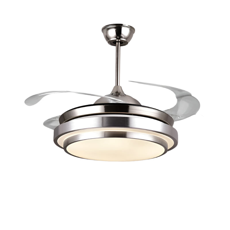 Silver Saucer - Modern Ceiling Fan Light Brushed Nickel Retractable Blades