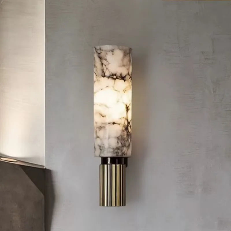 Marble Torch - Modern Wall Sconce Marble Lampshade Copper Body E27 Wall Light