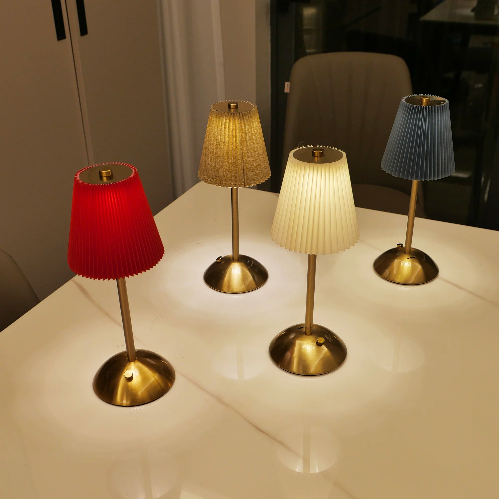 Umbrella Gold - Multicolour Lampshade USB Rechargeable Lamp Dimmable