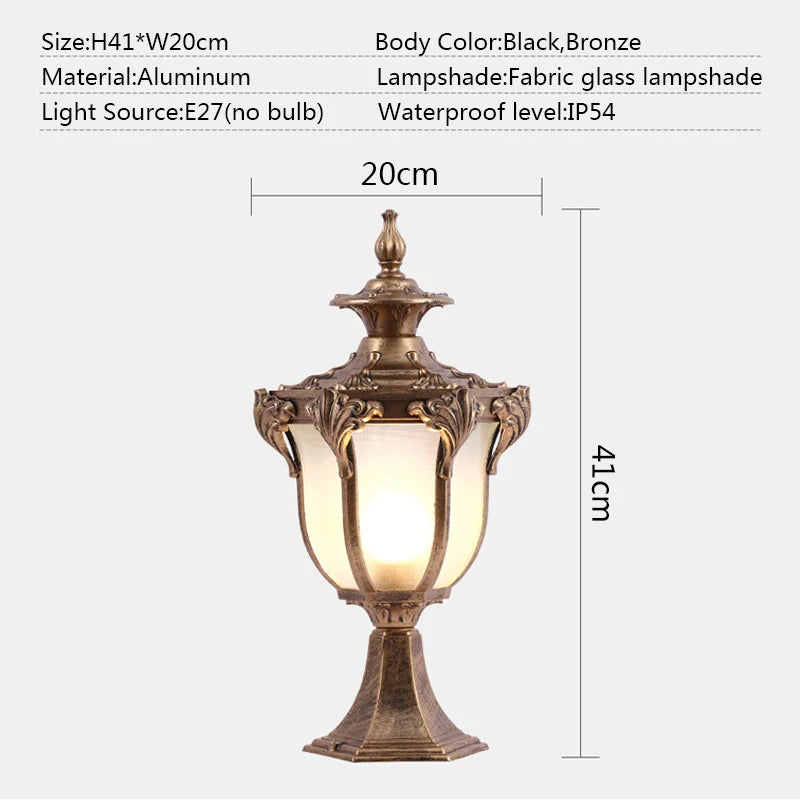 Abbey Pillar Bronze - Outdoor Lighting Pedestal Light E27 Waterproof IP54