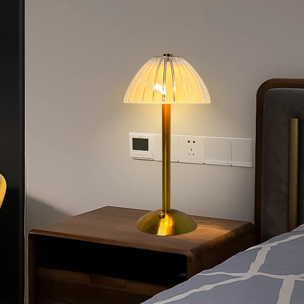 Bonnet Clear - Brass Finish USB Rechargeable Lamp Dimmable Touch Control