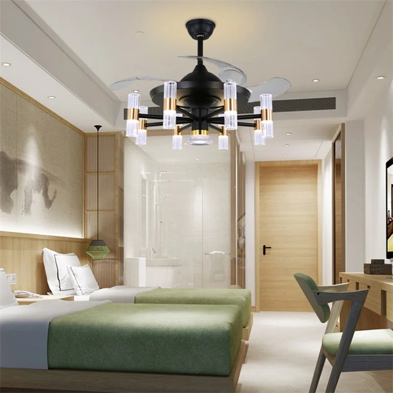 Octocopter - Modern Ceiling Fan Light Black 42in with Remote Control