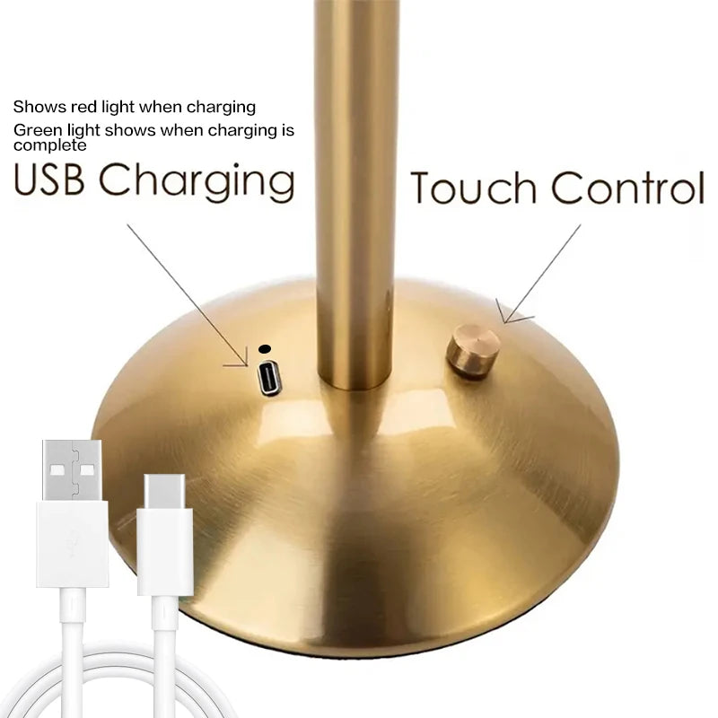 Umbrella Gold - Multicolour Lampshade USB Rechargeable Lamp Dimmable
