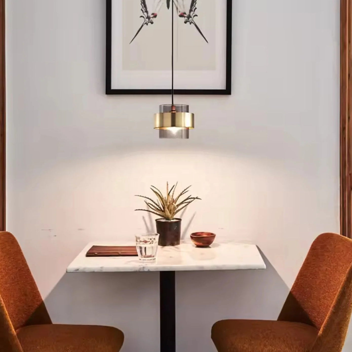 Smoky Gold - Modern Ceiling Pendant Light Glass Lampshade Brass Finish E27