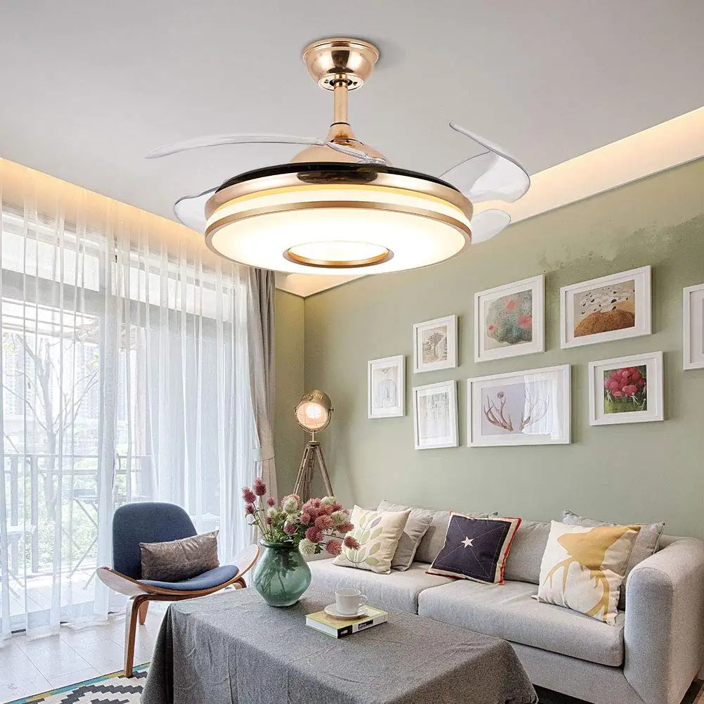 Halo - Gold Ceiling Fan Light 42 Inch Brass Finish with Remote Control