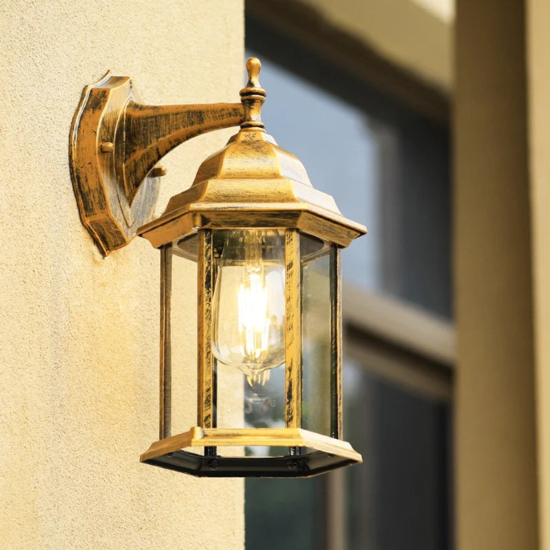 Doorbell - Vintage Outdoor Light Waterproof IP65 Brushed Bronze E27 Wall Light