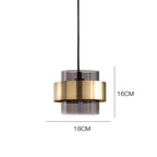 Smoky Gold - Modern Ceiling Pendant Light Glass Lampshade Brass Finish E27