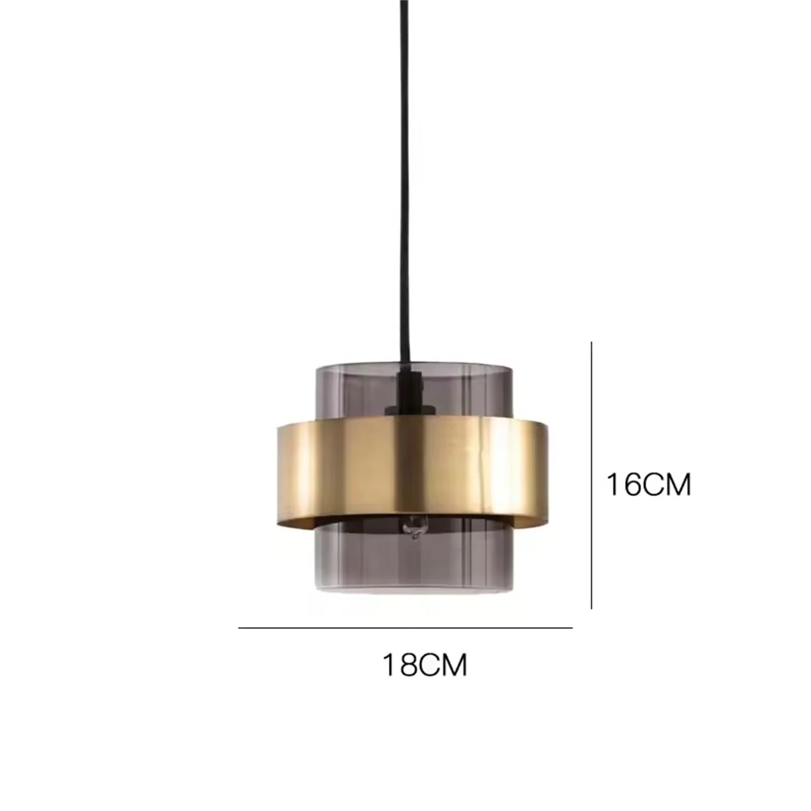 Smoky Gold - Modern Ceiling Pendant Light Glass Lampshade Brass Finish E27