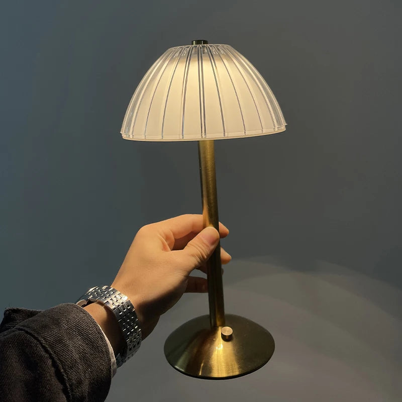 Bonnet Clear - Brass Finish USB Rechargeable Lamp Dimmable Touch Control