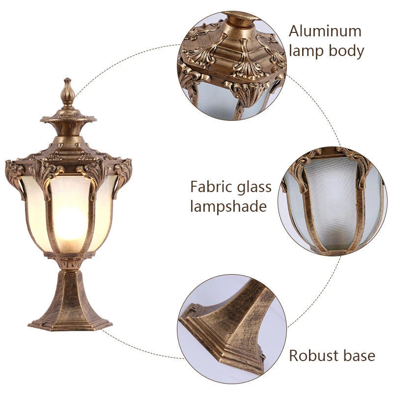 Abbey Pillar Black - Outdoor Lighting Pedestal Light E27 Waterproof IP54
