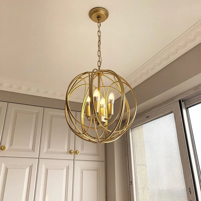 Golden Globe - Brass Finish Ceiling Light Pendant E14 3/5/6 heads