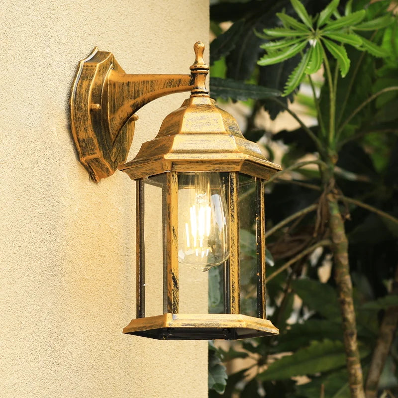 Doorbell - Vintage Outdoor Light Waterproof IP65 Brushed Bronze E27 Wall Light