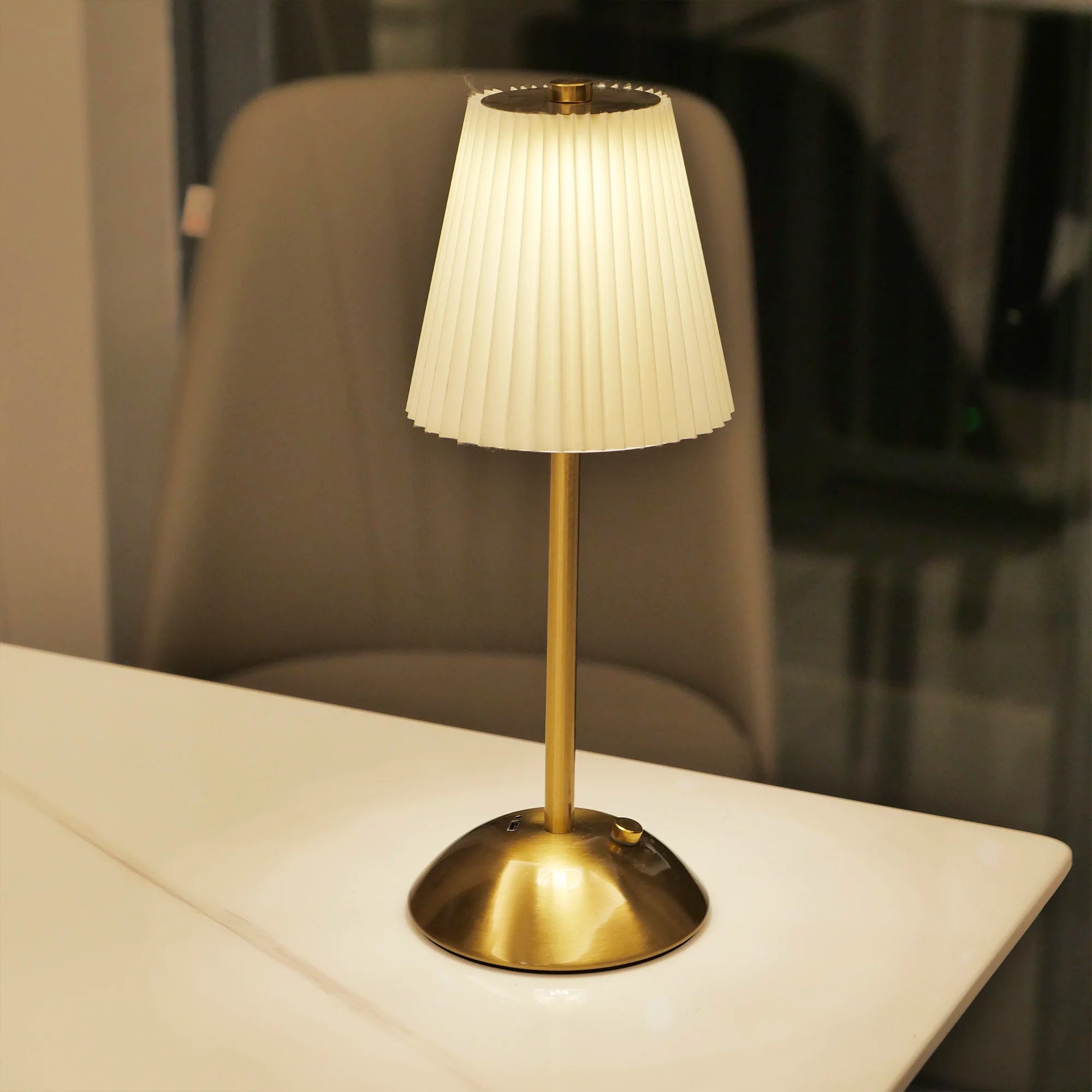 Umbrella Gold - Multicolour Lampshade USB Rechargeable Lamp Dimmable