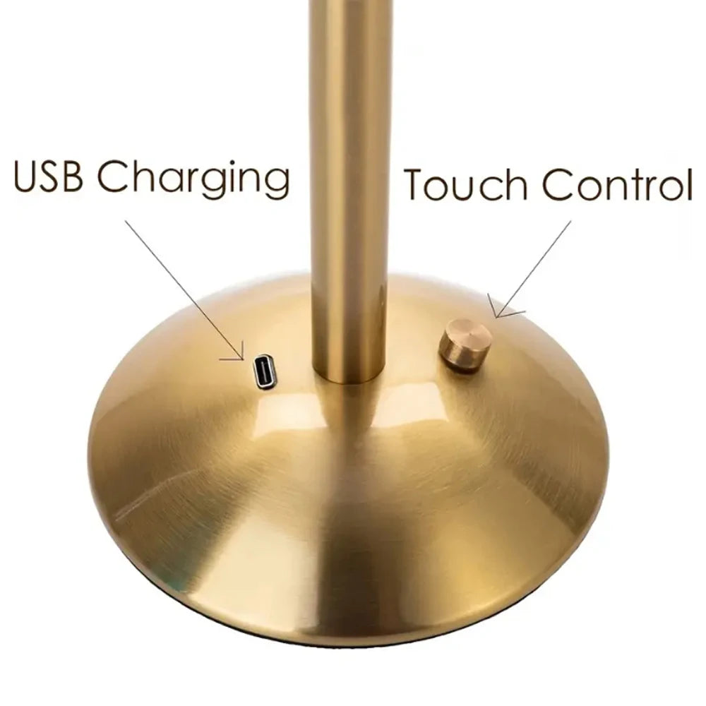 Bonnet Clear - Brass Finish USB Rechargeable Lamp Dimmable Touch Control