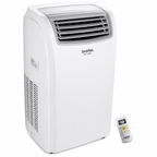 A white portable air conditioner with a gray top vent trim and a separate white remote control, shown on a plain white background. The brand 'imartex' is visible on the front.