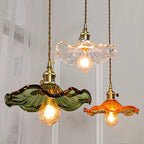 Petale - Multicolour Glass Pendant Light E27 (Green/ Clear/ Brown)