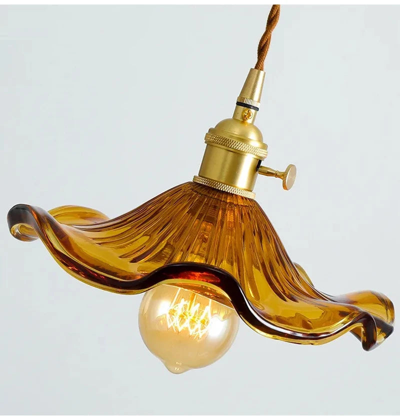 Petale - Multicolour Glass Pendant Light E27 (Green/ Clear/ Brown)