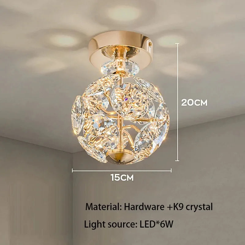 Crystal Hydrangea - K9 Crystal Ceiling Light Fixture LED Golden Base