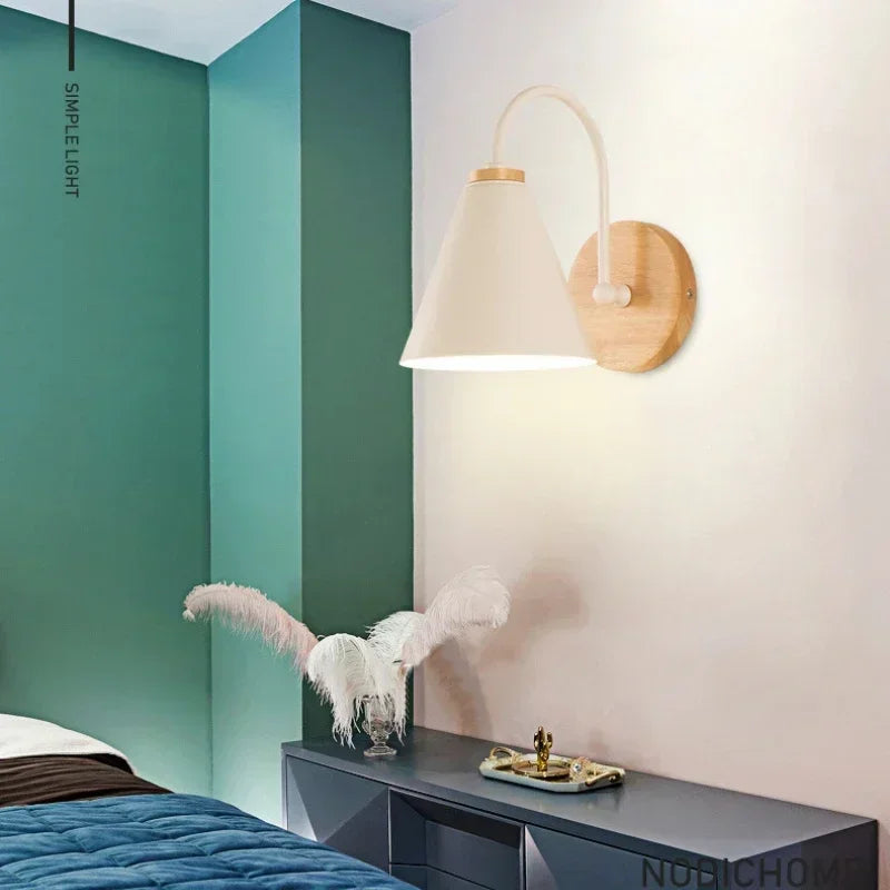Wood & Cone White - Minimalist Wall Sconce E27 Wall Light Fixture