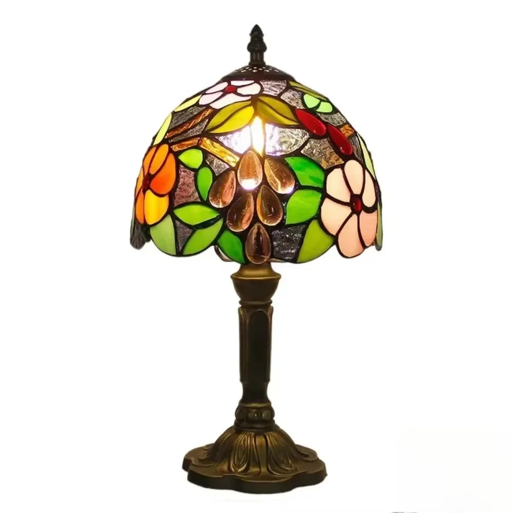 Tiffany - Garden Lampshade Vintage Glass Table Lamp E27