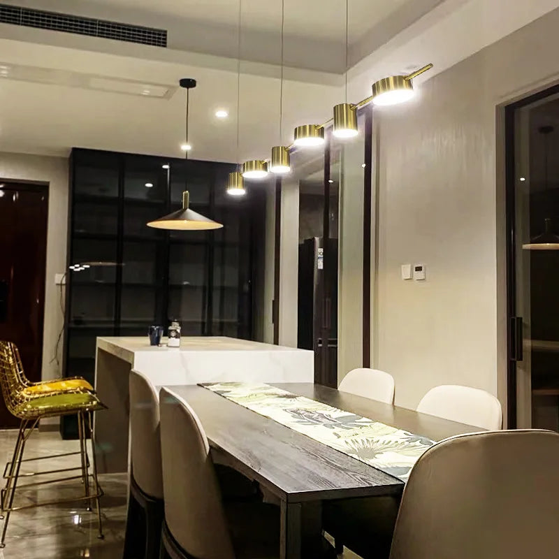 Pole Spots Gold - Brass Finish Modern Ceiling Pendant Light 3/5/6 heads