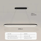 Long Ellipse Black - Minimalist Ceiling Pendant Light LED 70/90cm