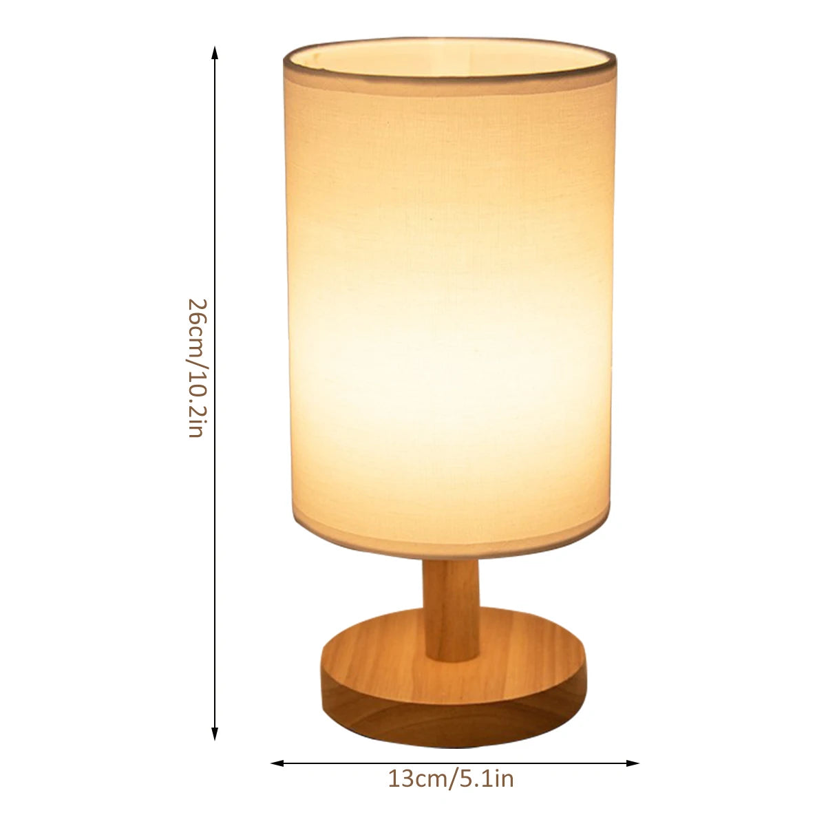 Wood Roller - Minimalist Table Lamp USB Powered Wooden Base Bedside Lamp
