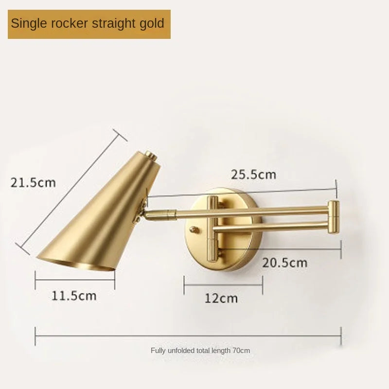 Swinging Arm Copper Spot Light - Wall Sconce with Adjustable Long Arm