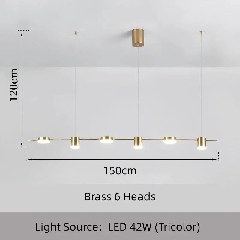 Pole Spots Gold - Brass Finish Modern Ceiling Pendant Light 3/5/6 heads
