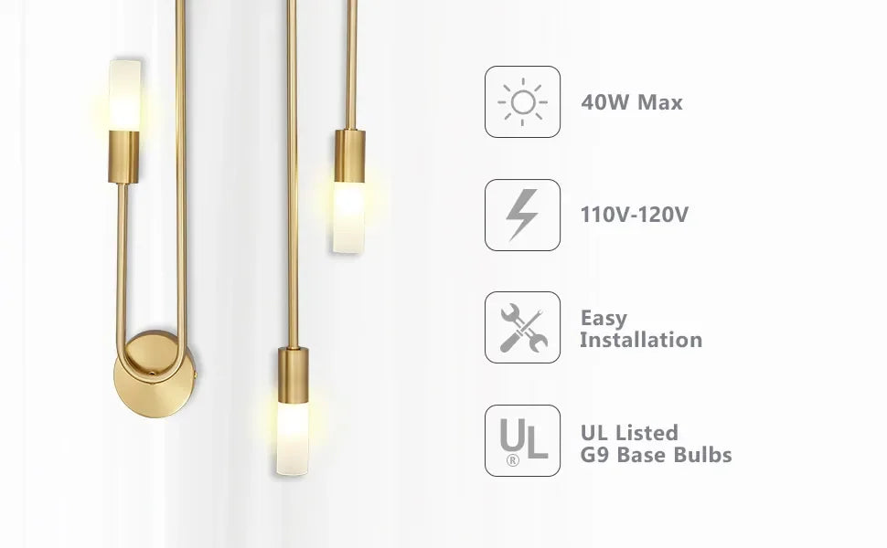 Pulley Gold - Modern Wall Sconce G9 Golden Wall Light