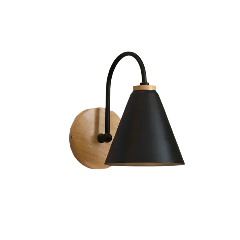 Wood & Cone Black - Minimalist Wall Sconce E27 Wall Light Fixture