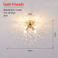 Dandelion Gold - Crystal Ceiling Light Fixture Golden Base 4/5/6 heads