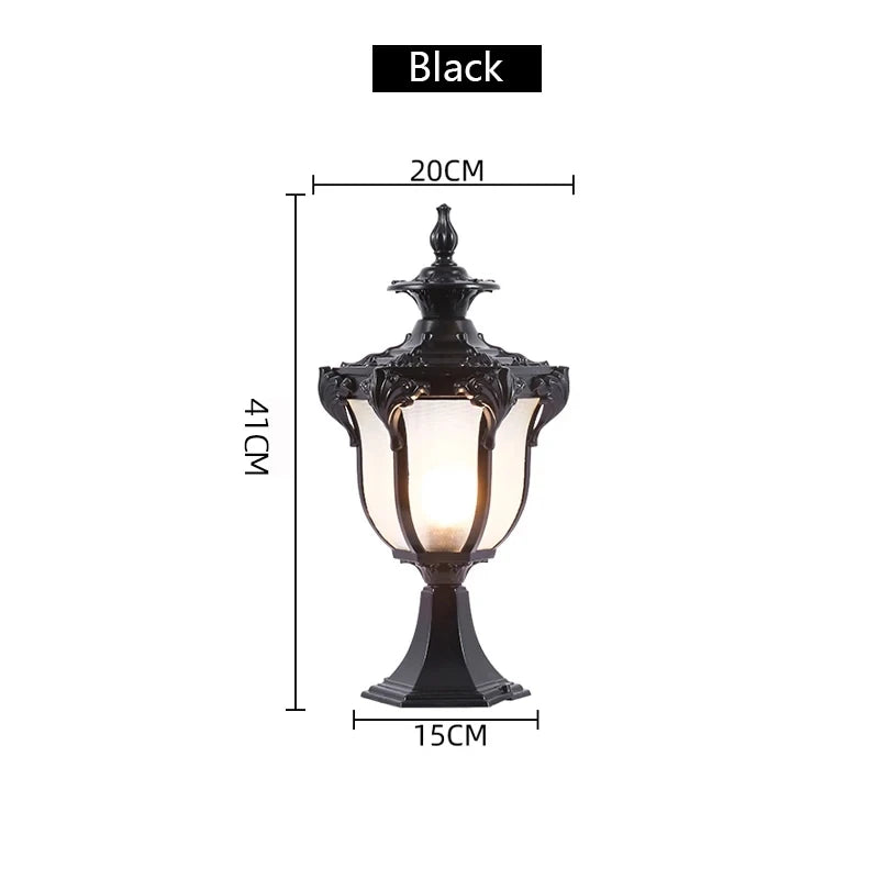 Abbey Pillar Black - Outdoor Lighting Pedestal Light E27 Waterproof IP54