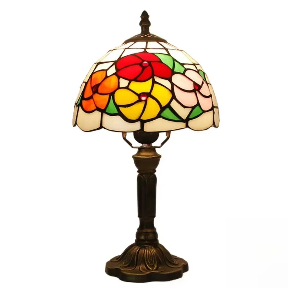 Tiffany - Poppies Lampshade Vintage Glass Table Lamp E27