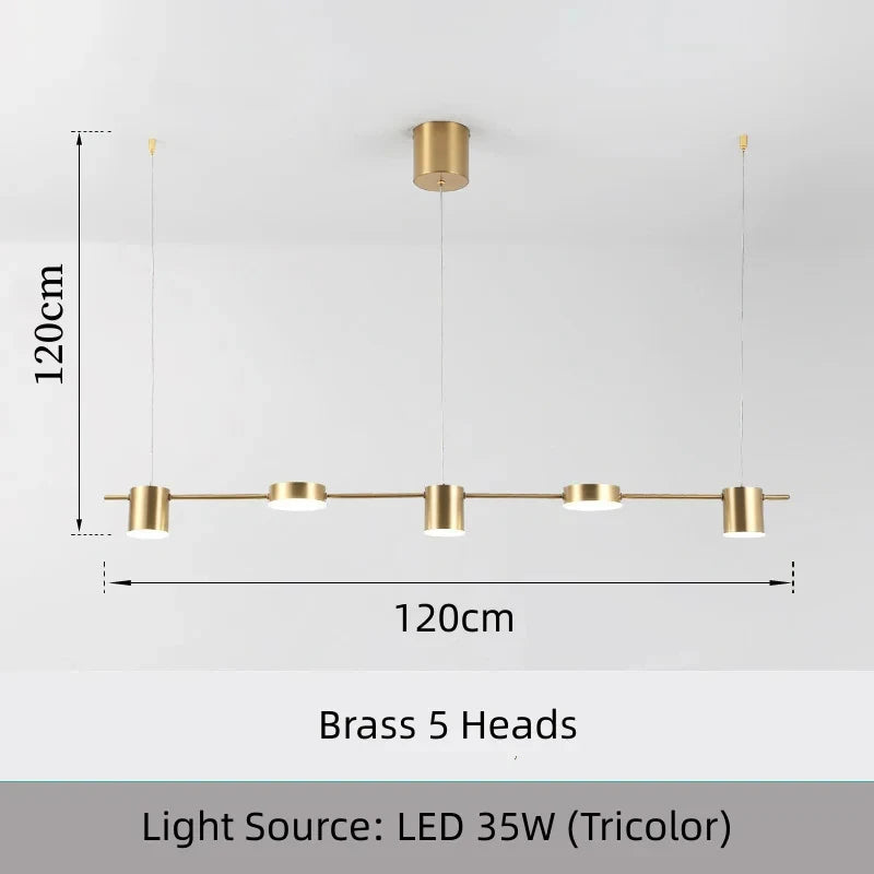 Pole Spots Gold - Brass Finish Modern Ceiling Pendant Light 3/5/6 heads