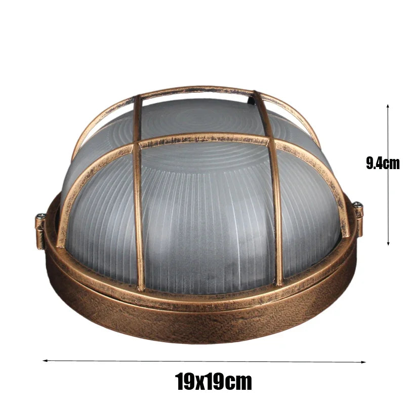 Round Bulkhead Bronze - Classic Waterproof Outdoor Lighting IP65 E27 Ceiling Light Wall Lamp